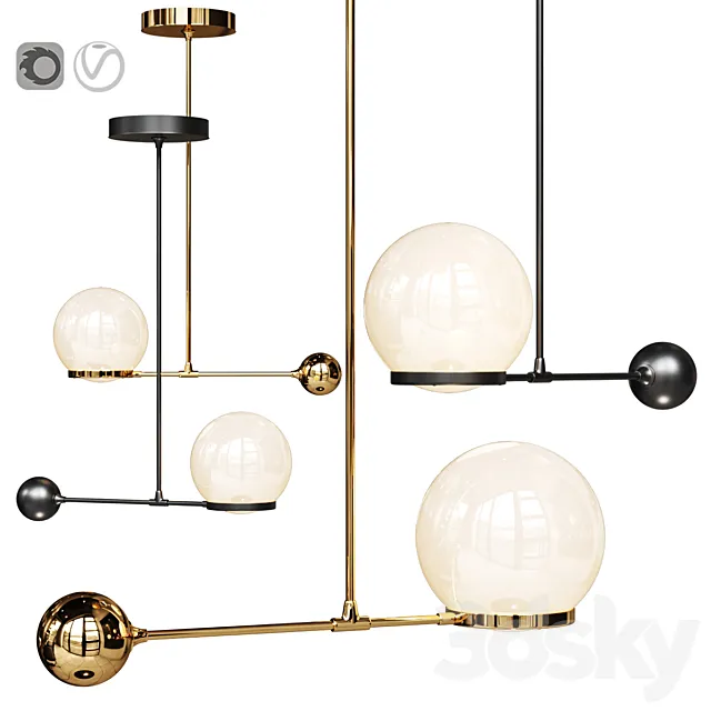 O&G contrapesso 8inch globe led pendant Gold and Matte Black 3DModel