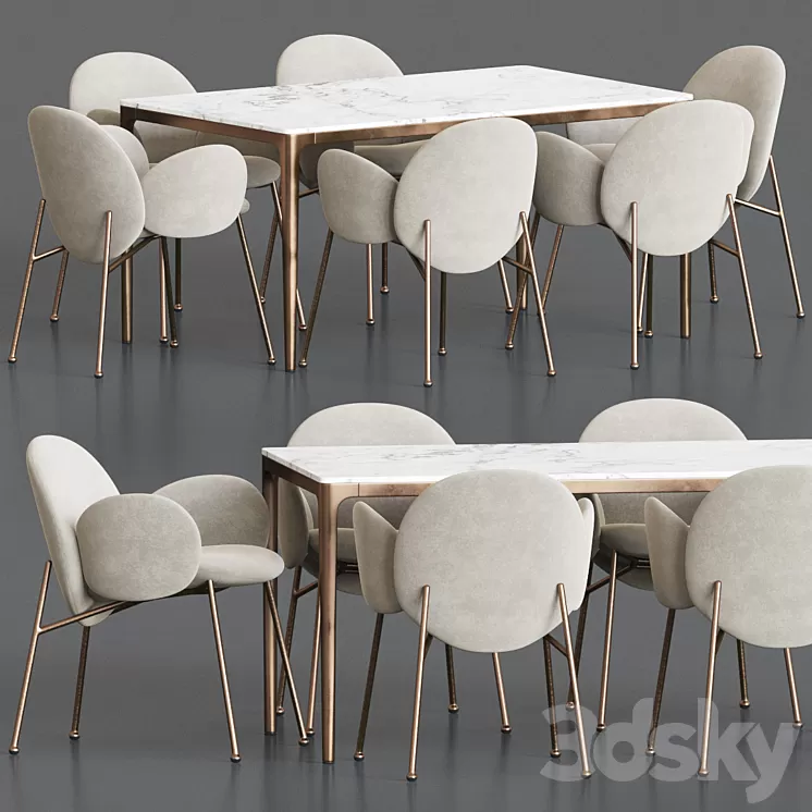 Ola Chair Canto Table Dining Set 3D Model Free Download