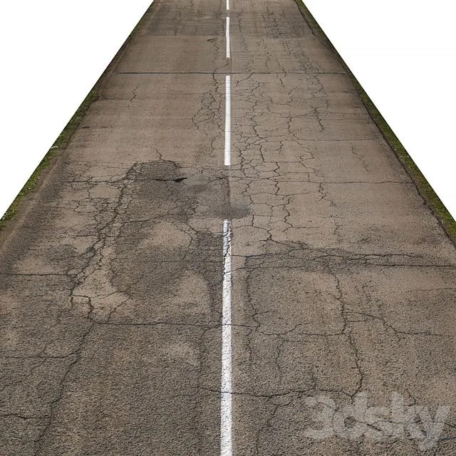 Old asphalt road – 35 meters 3D Model