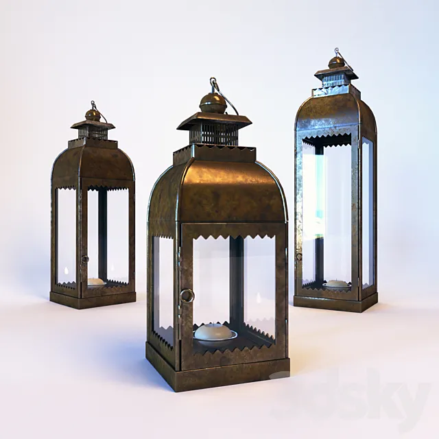 Old brass lamps 3D Model Old brass lamps 3D Model