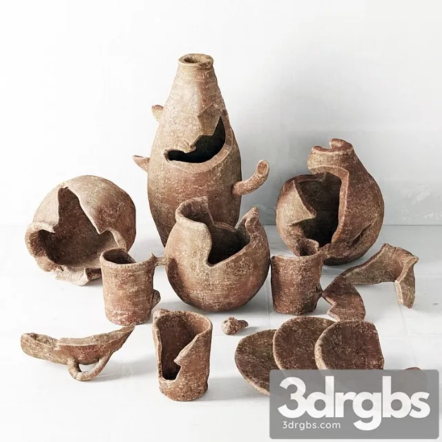 Old clay dishes 3D Model Download