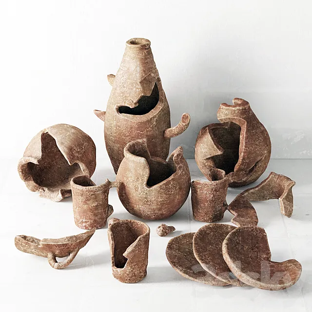Old dishes clay _ Old clay dishes 3D Model