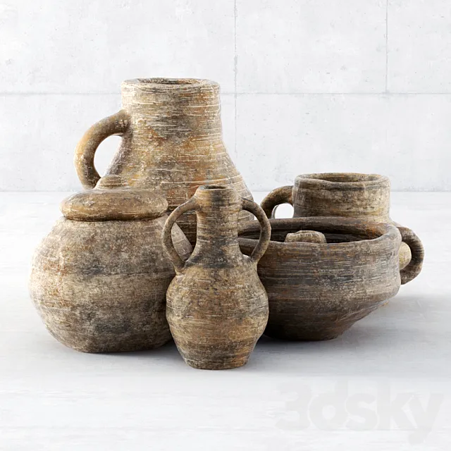 Old dishes clay _ Old dishes from clay 3D Model