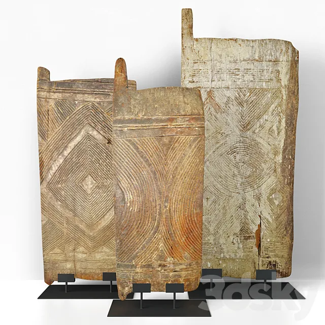 Old Igbo Grain Doors 3D Model Old Igbo Grain Doors 3D Model