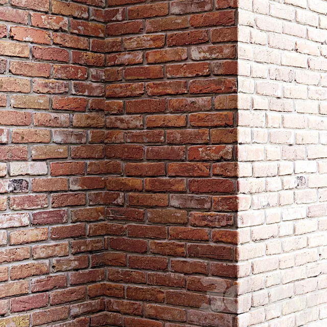 Old red brick wall 3DModel Old red brick wall 3DModel