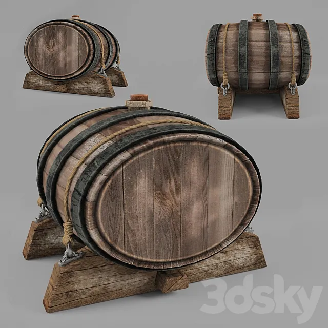 Old ship barrel 3D Model Old ship barrel 3D Model