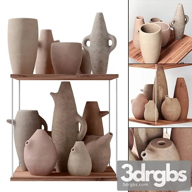 Old-style pottery shelf 3D Model Download