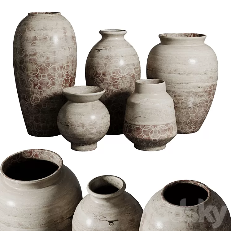 Old vase 3 material marble concrete plaster 3D Model Free Download