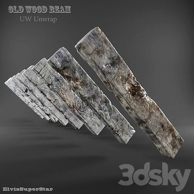 Old Wood beam 3D Model Old Wood beam 3D Model