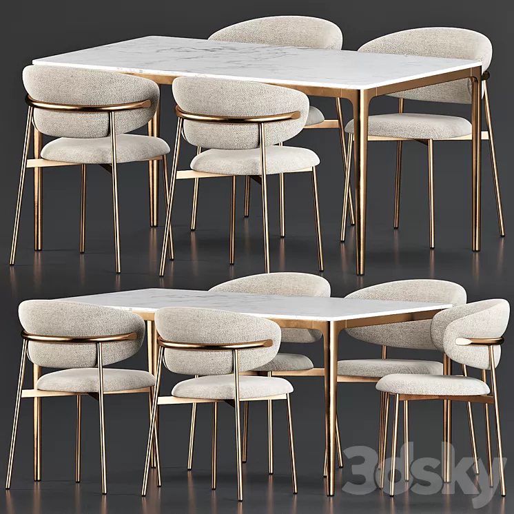 Oleandro Chair Canto Table Dining Set 3D Model Free Download