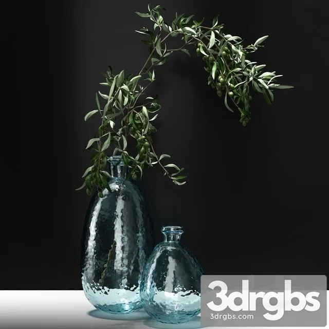 Olive Branch in Vase 3D Model Download Olive Branch in Vase 3D Model Download