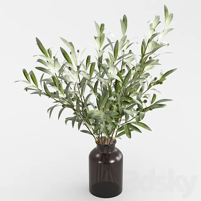 Olive branches in a vase 3D Model Olive branches in a vase 3D Model