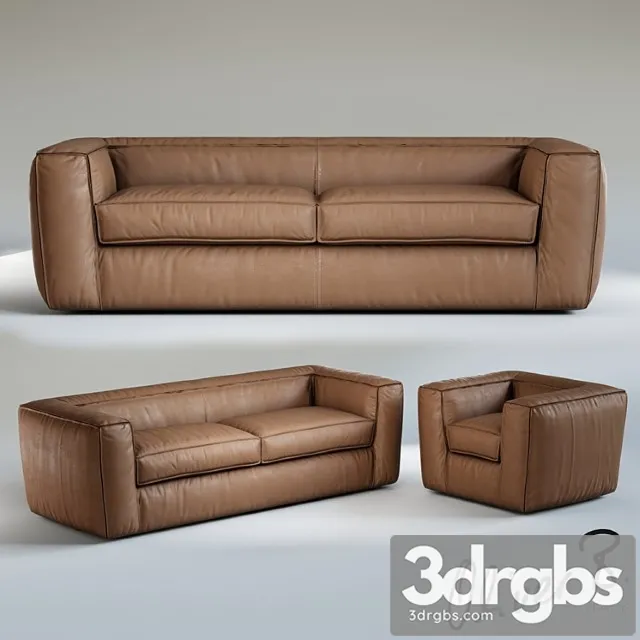 Oliver b. puffed 3 seater sofa 2 3D Model Download