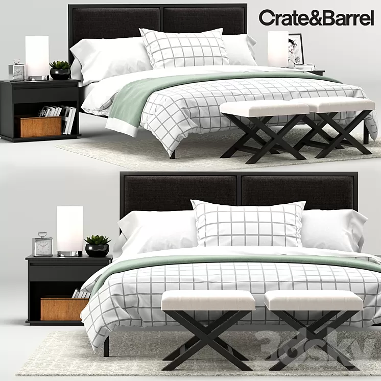 Oliver Bedroom Collection Crate&Barrel 3D Model Oliver Bedroom Collection Crate&Barrel 3D Model