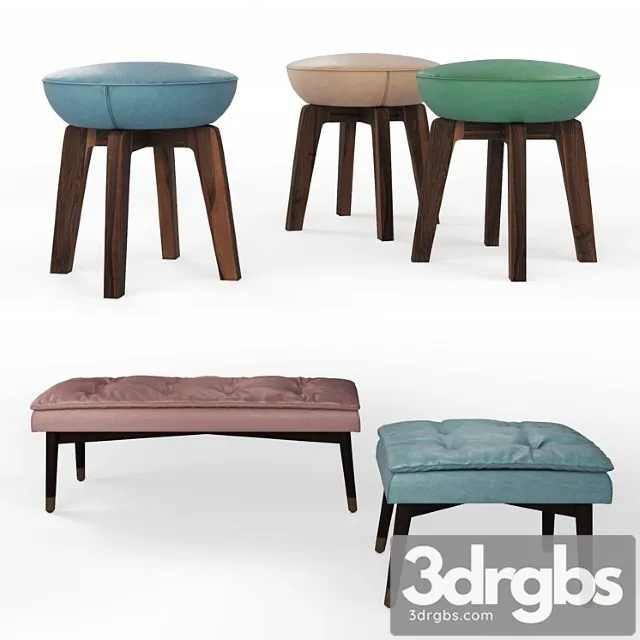 Olivia And Tommi Poufs Black Tie 3D Model Download