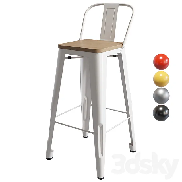 OM Bar stool Tolix with backrest 3D Model