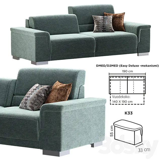 OM COPENHAGEN Sofa by Pohjanmaan Kaluste Oy 3D Model OM COPENHAGEN Sofa by Pohjanmaan Kaluste Oy 3D Model