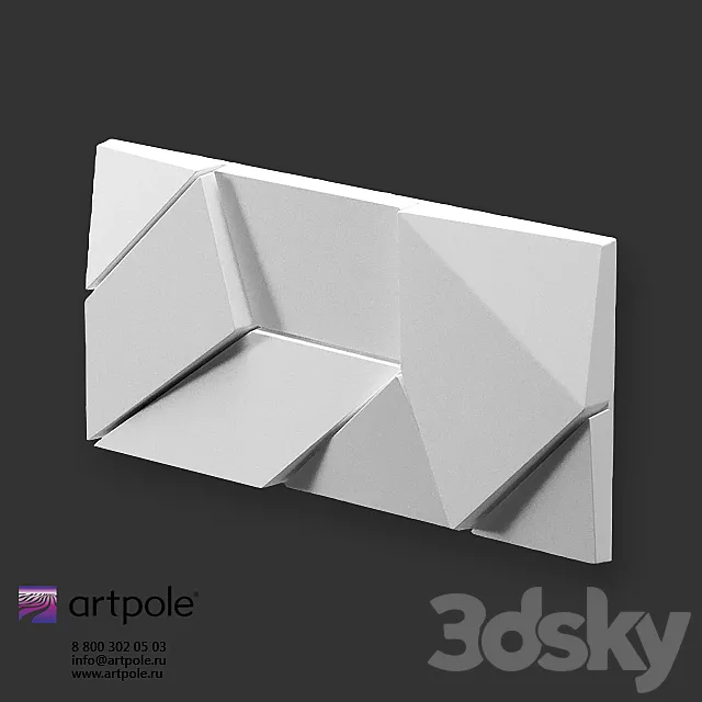 OM Gypsum 3D panel Elementary ORIGAMI by Artpole 3D Model