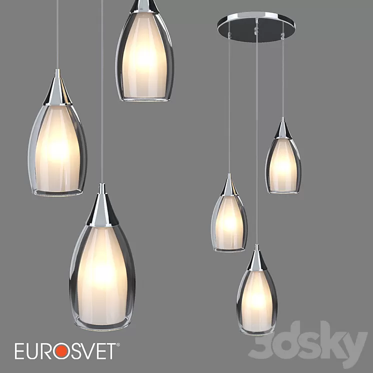 OM Pendant lamp with glass shades Eurosvet 50085/3 black pearl Cosmic 3D Model OM Pendant lamp with glass shades Eurosvet 50085/3 black pearl Cosmic 3D Model