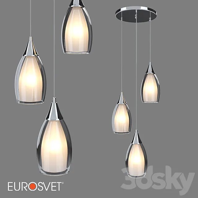 OM Pendant lamp with glass shades Eurosvet 50085_3 black pearl Cosmic 3DModel