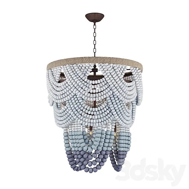 Ombre Wood Bead Chandelier 3D Model Ombre Wood Bead Chandelier 3D Model