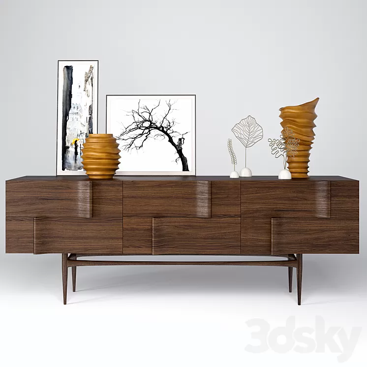 "Ondas" sideboard + decoration 3D Model