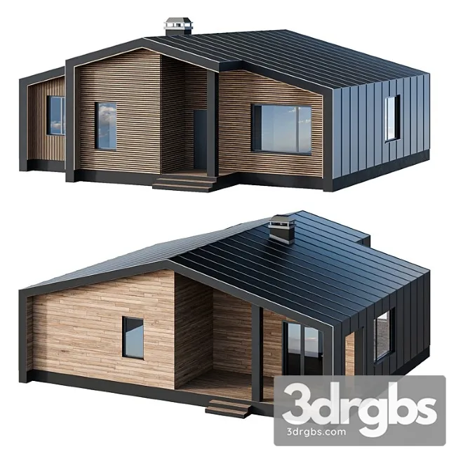 One-story barnhouse in two facade finishes 3D Model Download One-story barnhouse in two facade finishes 3D Model Download