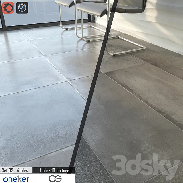 Oneker Tile Set 02 3D Model Oneker Tile Set 02 3D Model