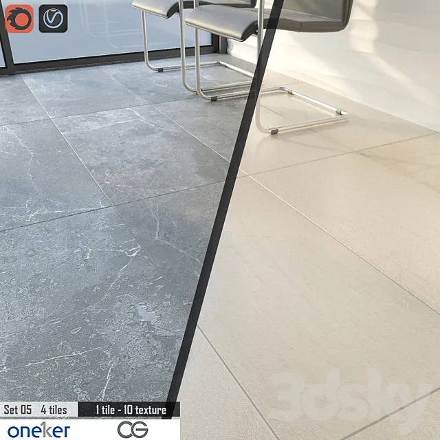 Oneker Tile Set 05 3D Model Oneker Tile Set 05 3D Model