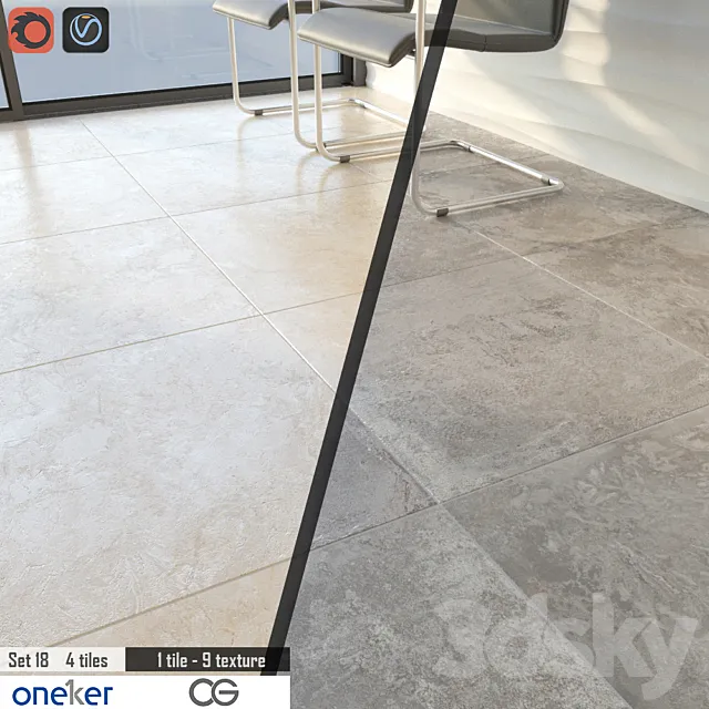 Oneker Tile Set 18 3D Model Oneker Tile Set 18 3D Model