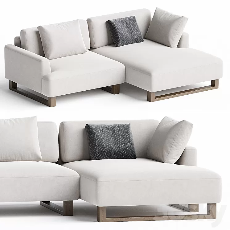 Onte Corner sofa Bucle White 3D Model Free Download