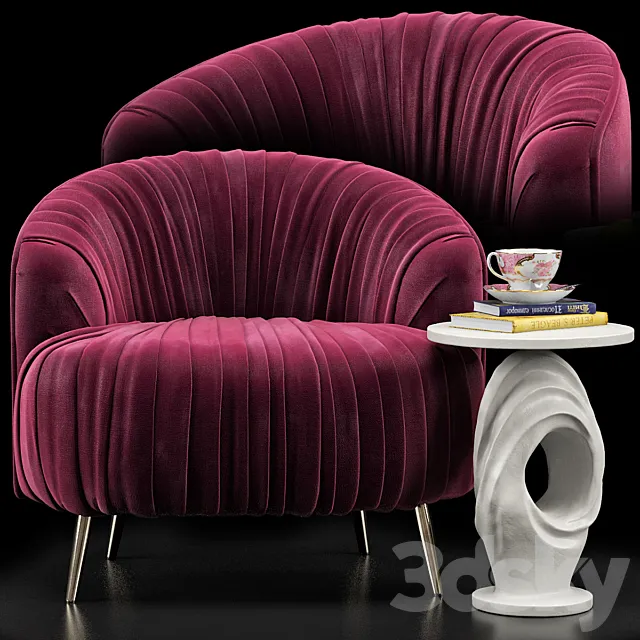 Opal Accent Chair. Papier Mache Wave Side Table 3DModel Opal Accent Chair. Papier Mache Wave Side Table 3DModel