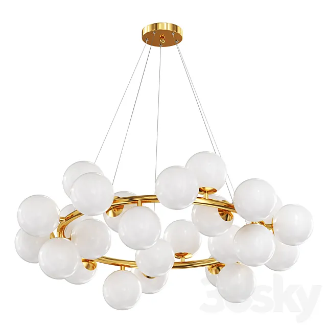Opal Glass Ball Chandelier Lamp 3D Model Opal Glass Ball Chandelier Lamp 3D Model