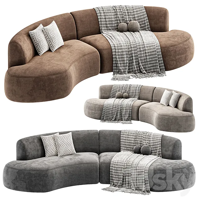 Opal Outdoor 2 Piece Curved Sectional Sofa By Highfashionhome 3D Model Opal Outdoor 2 Piece Curved Sectional Sofa By Highfashionhome 3D Model