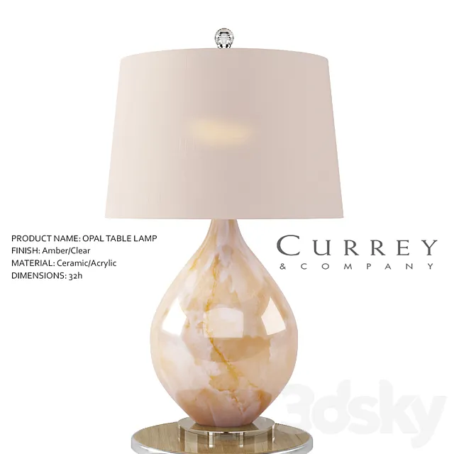 Opal Table Lamp – Currey & Company 3D Model Opal Table Lamp – Currey & Company 3D Model