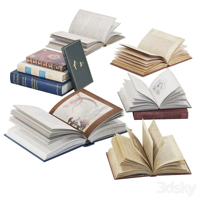 Open Books Collection set 5 3D Model Open Books Collection set 5 3D Model