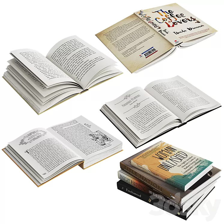 Open books set 3D Model