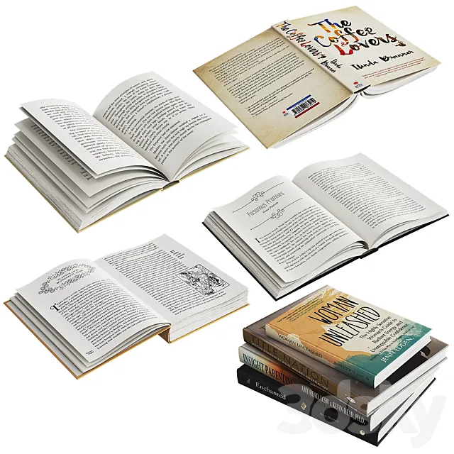 Open books set 3DModel