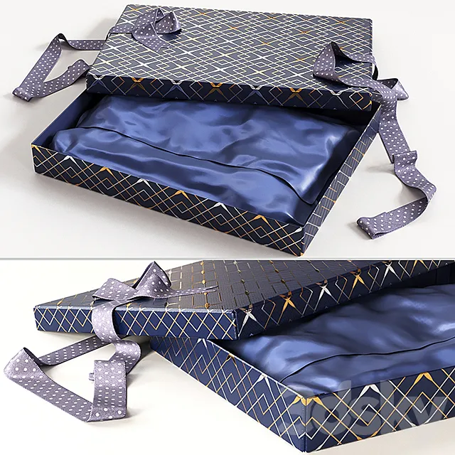 Open gift box with ribbon 3D Model Open gift box with ribbon 3D Model