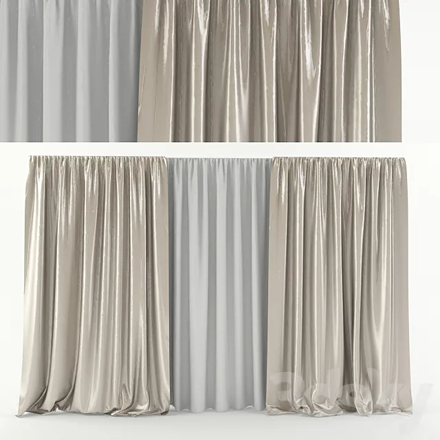 Open silk curtains 3DModel