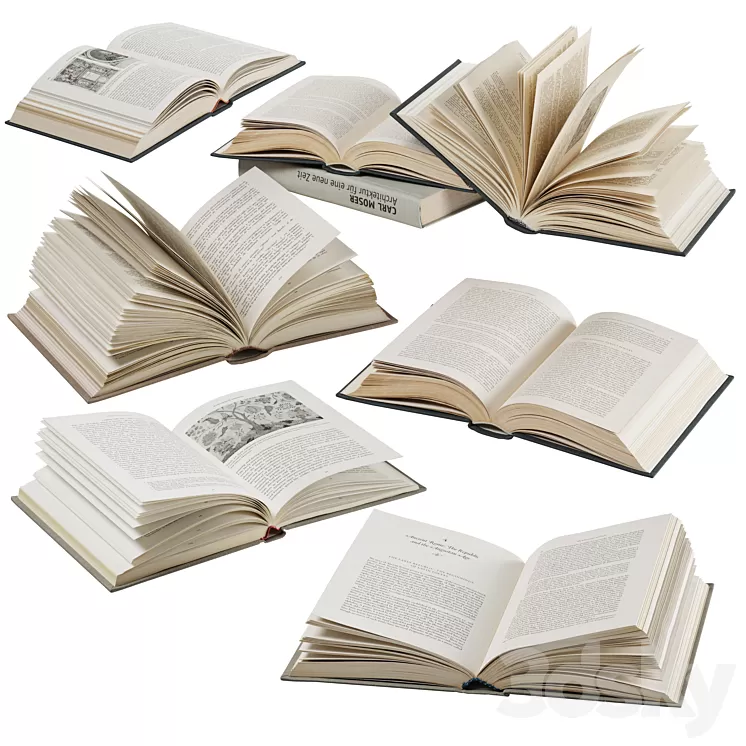 opened books collection 3D Model