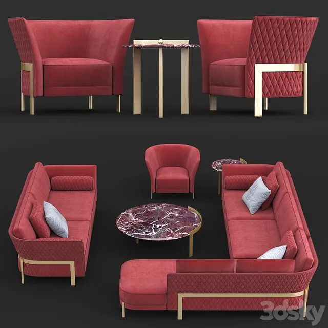 Opera Contemporary Cosmo sofa and armchair 3D Model Opera Contemporary Cosmo sofa and armchair 3D Model