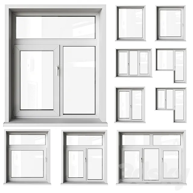 Optimal windows and balcony doors PVC plastic 3D Model
