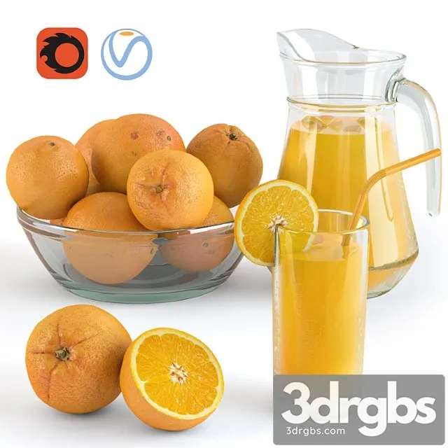 Oranges and orange juice 3D Model Download