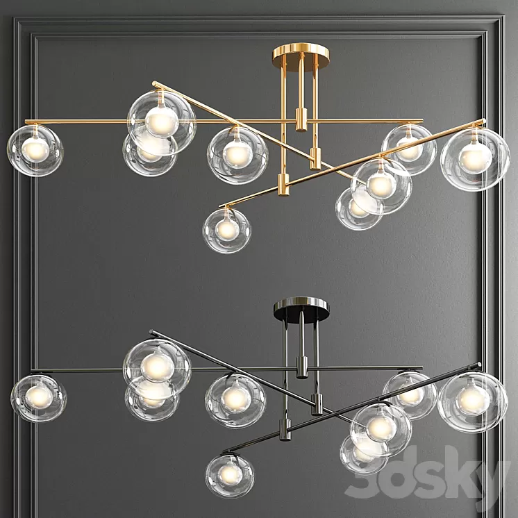 Orb Glass Shade Chandelier 3D Model Orb Glass Shade Chandelier 3D Model