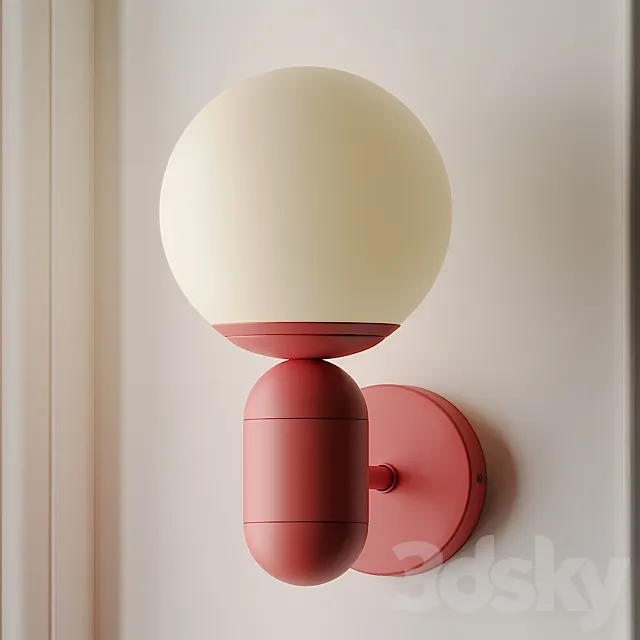Orb Shade Child Bedroom Wall Light Blue 3D Model