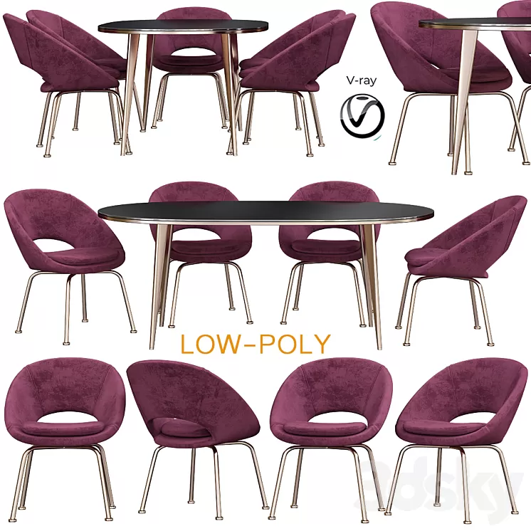 Orb Velvet Dining Chair Westelm 3D Model Orb Velvet Dining Chair Westelm 3D Model