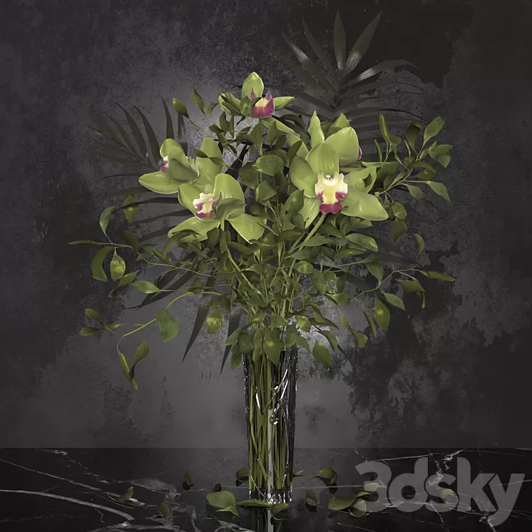 Orchid bouquet + Bohemia Labyrinth Vase 3D Model