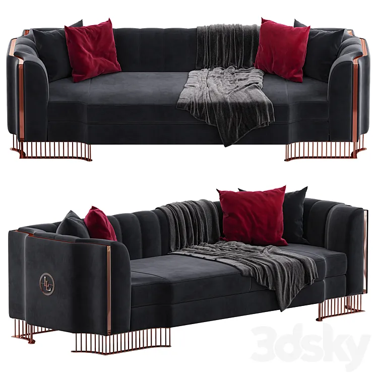 Oriana Sofa 3 Seater black 3D Model Free Download Oriana Sofa 3 Seater black 3D Model Free Download