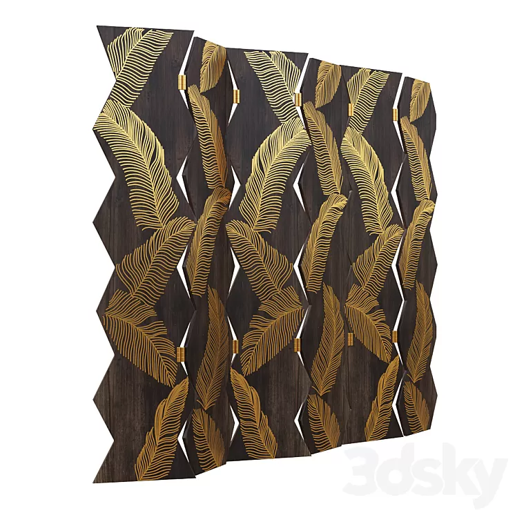 Oriental screen with fern leaves 3D Model Oriental screen with fern leaves 3D Model